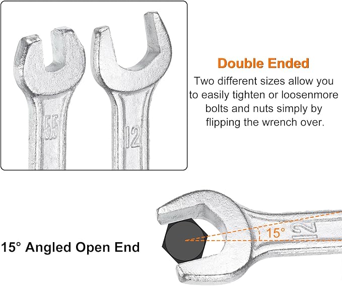 HARFINGTON Double Open End Wrench 13mm x 14mm Metric 15 Degree Offset Angle - Image 5