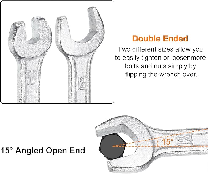 HARFINGTON 5pcs Double Open End Wrench 8mm x 10mm Metric 15 Degree Offset Angle - Image 5