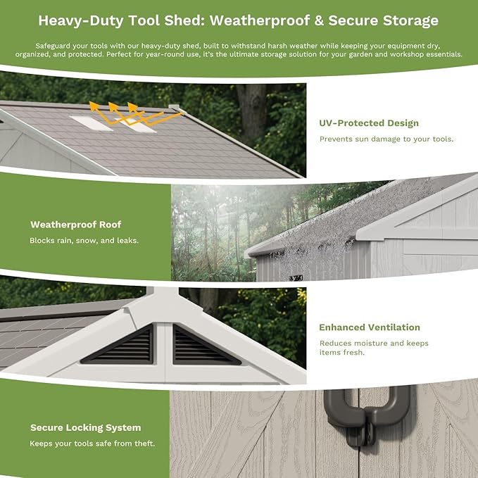 Patiowell 10 x 8 FT Outdoor Storage Shed, Plastic Shed - Image 6