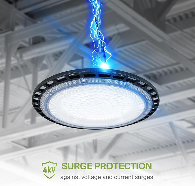 ASD LED High Bay UFO Light Fixture, Commercial Shop Lighting | Plug & Play Cable - Image 5