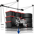 FLEXIMOUNTS Overhead Garage Storage Rack Lift, 4x4 Ft Heavy-Duty Garage Ceiling by FLEXIMOUNTS