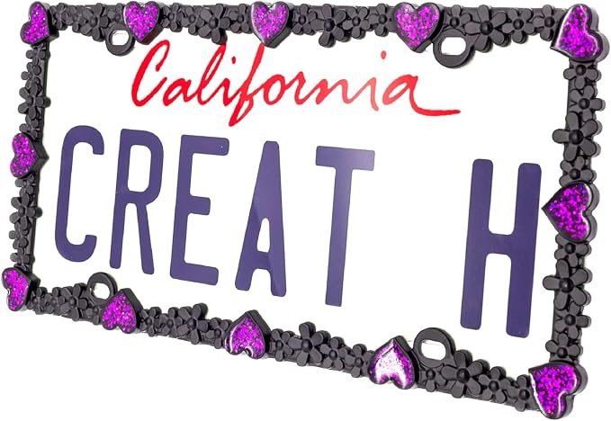 Creathome 3D Shining Daisy Heart License Plate Frame from Pure Zinc Alloy Metal by creathome