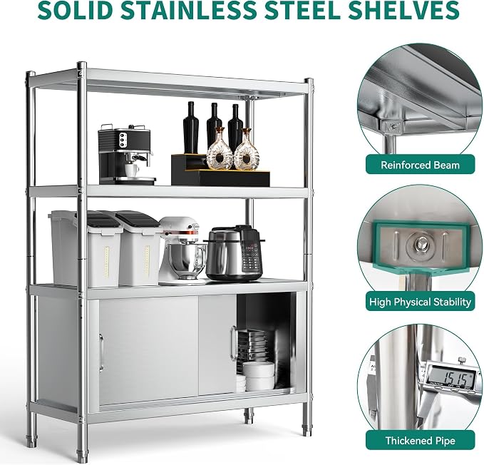 YITAHOME Stainless Steel Shelves 4 Tier, NSF Heavy Duty Floor Mount Shelving - Image 6