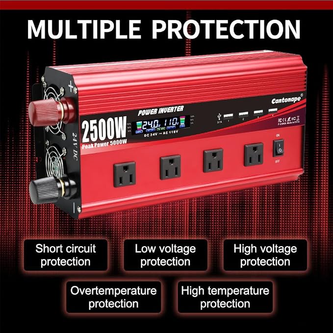 2500W Power Inverter 24V to 110V/120V DC to AC - Image 6
