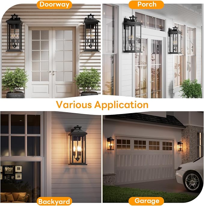20" Large Dusk to Dawn Exterior Wall Light Fixture 3-Light, Waterproof Modern - Image 6