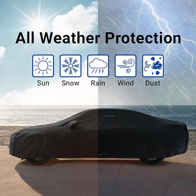 iCarCover Custom Car Cover for Pontiac Sunbird 4-Door Waterproof All-Weather - Image 9