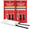 Emergency Fire Blanket, 2 Pack Fiberglass Flame Retardant Fire Blankets by FIREWESS