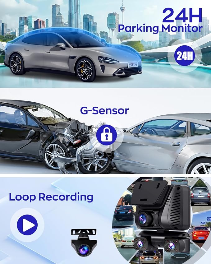 4K Dash Cam 360° View, 4 Channel Front and Rear Dash Camera - Image 8