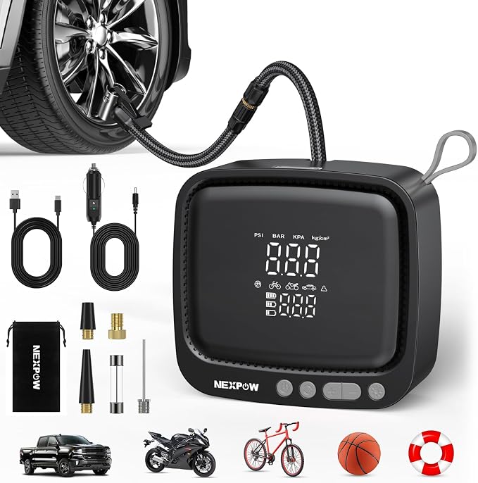 NEXPOW Tire Inflator Portable Air Compressor, 180 PSI Cordless Air Pump by NEXPOW