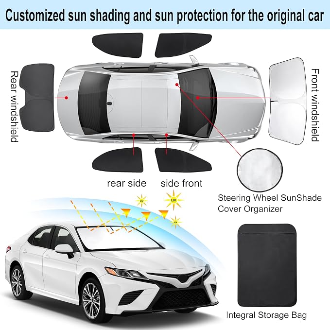 TINGLU Window Shades for Toyota Camry 2018-2024 Accessories Car Side Full - Image 3