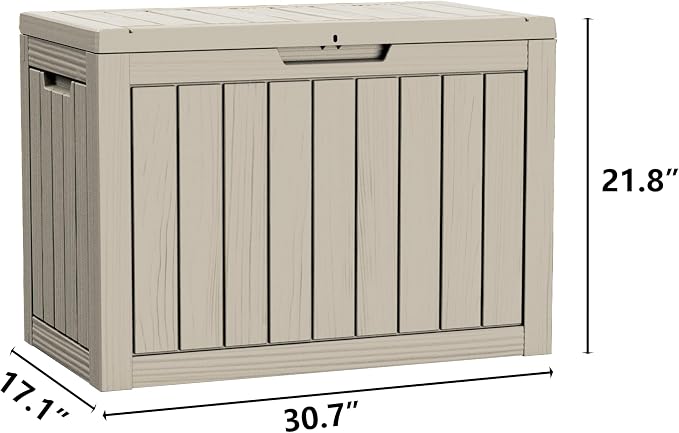45 Gallon Lockable Resin Deck Box, Waterproof & UV-Resistant Outdoor Storage Box - Image 2