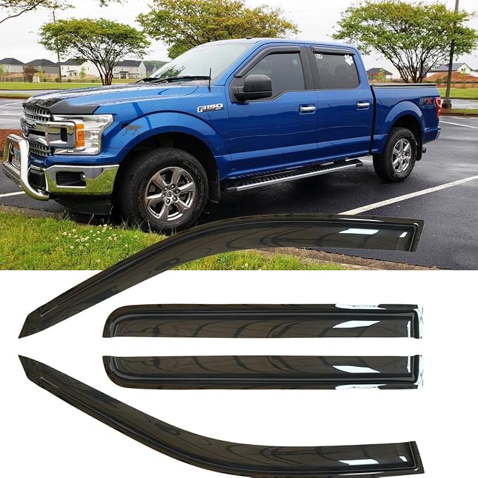 4pcs Shatterproof Rainproof Sun Rain Guards Shield Side Window Wind Deflectors - Image 2