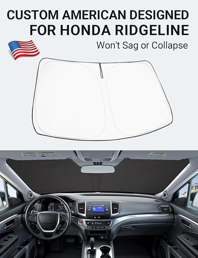 Proadsy 2025 Upgrade Windshield Sun Shade Custom Fit Honda Ridgeline 2017-2024 - Image 2