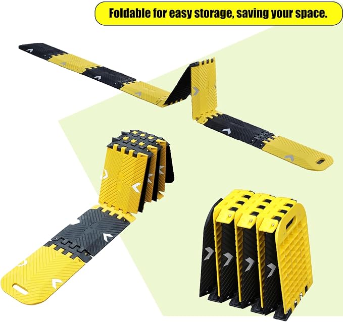 Portable Vehicle Traffic Speed Bump 118"×10"×1"Yellow-Black Reflective Non-Slip - Image 3