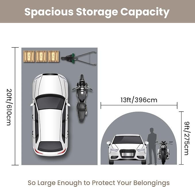 SUNBURY Carport, Round Portable Garage, Outdoor 13x20 ft Heavy Duty Carport - Image 3