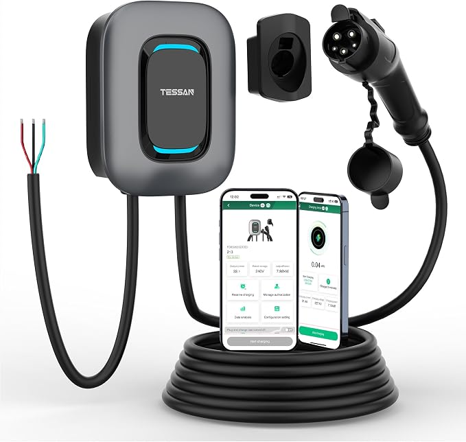 TESSAN Level 2 EV Charger, Hardwired Electric Vehicle Fast Charging Station by TESSAN