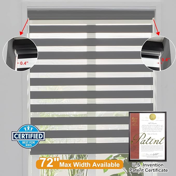 Persilux Cordless Zebra Blinds for Windows Free-Stop Roller Window Shades Dual - Image 4