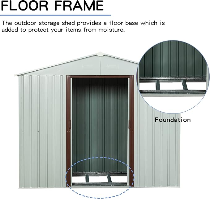 4x8 FT Outdoor Storage Shed, Metal Garden Shed - Image 4
