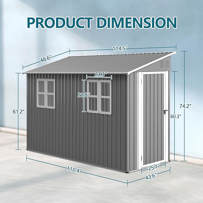 4 x 10 FT Metal Outdoor Storage Shed - Image 3