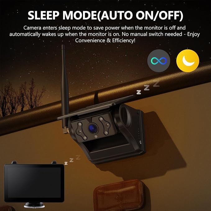 Magnetic Solar Wireless RV Backup Camera, 1080P 7" Touchscreen IPS Monitor & 2 - Image 4