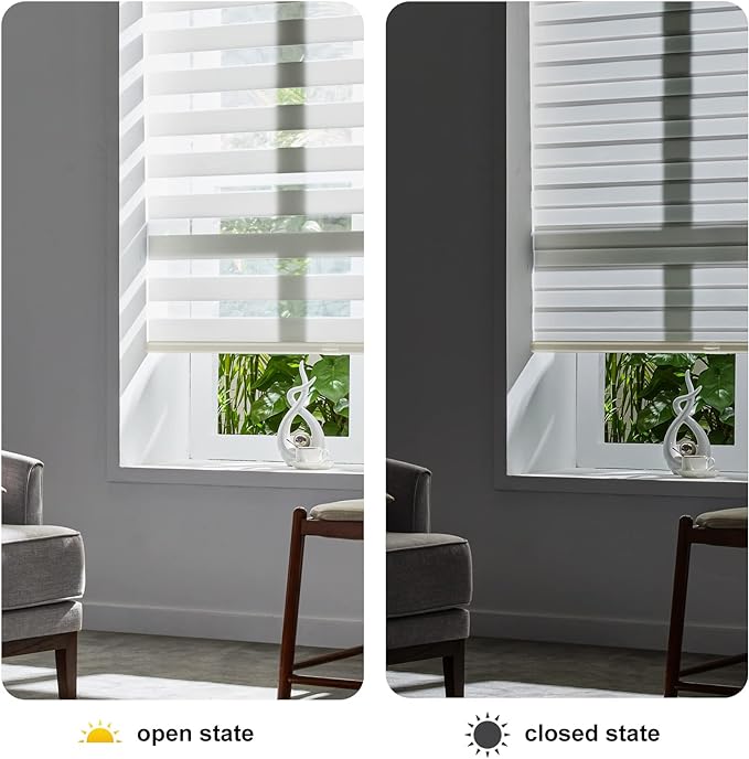 Persilux Cordless Zebra Blinds for Indoor Windows, Free-Stop Light Filtering - Image 5