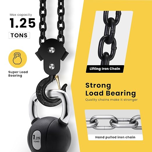 SPECSTAR Hand Chain Hoist 1 Ton 2200 Lbs Capacity 10 Feet - Image 3