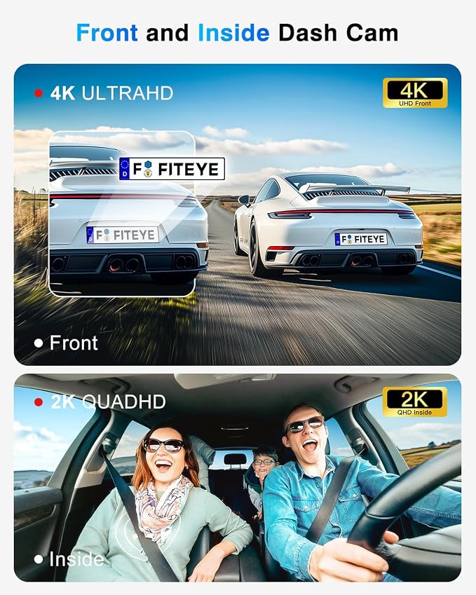 3 Channel 4K Dash Cam, IMX335 STARVIS Sensor, 4K+2K Front and Inside, - Image 3