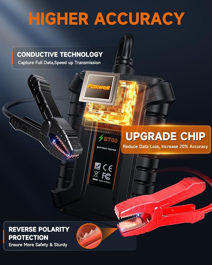 FOXWELL BT60 Car Battery Tester, 12V Bluetooth Battery Load Analyzer via App - Image 9