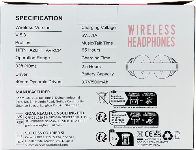 Wireless Bluetooth Headphones Over Ear 65H Playtime HiFi Stereo Headset - Image 9