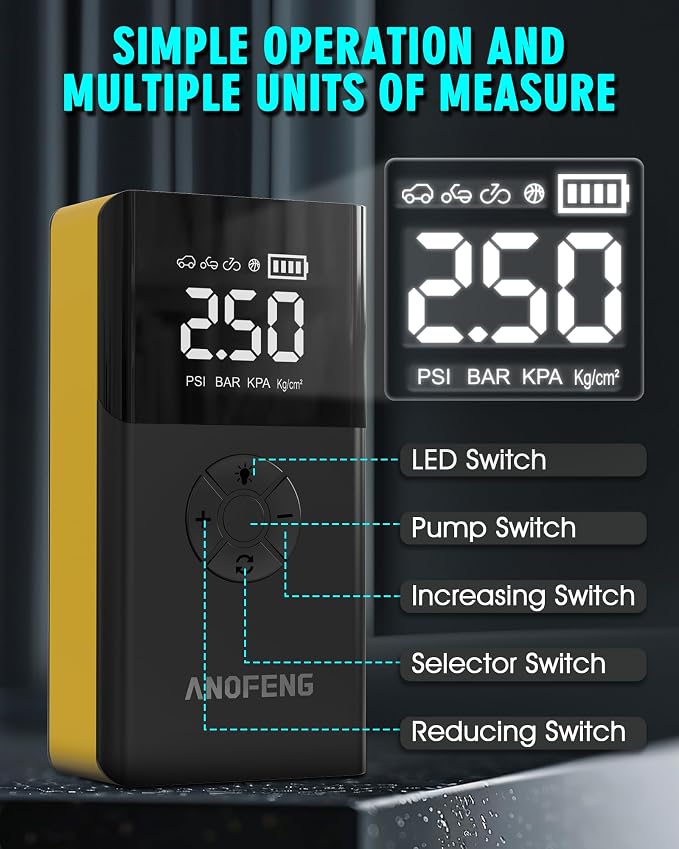 Portable Car Jump Starter with Air Compressor, 4000A 150PSI 12V Car Battery - Image 6