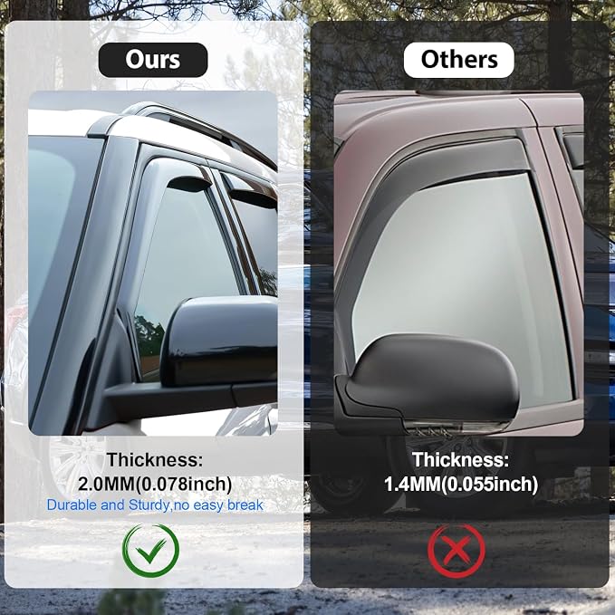 Nilight in-Channel Rain Guards for Ford F150 2021 2022 2023 2024 Regular - Image 5