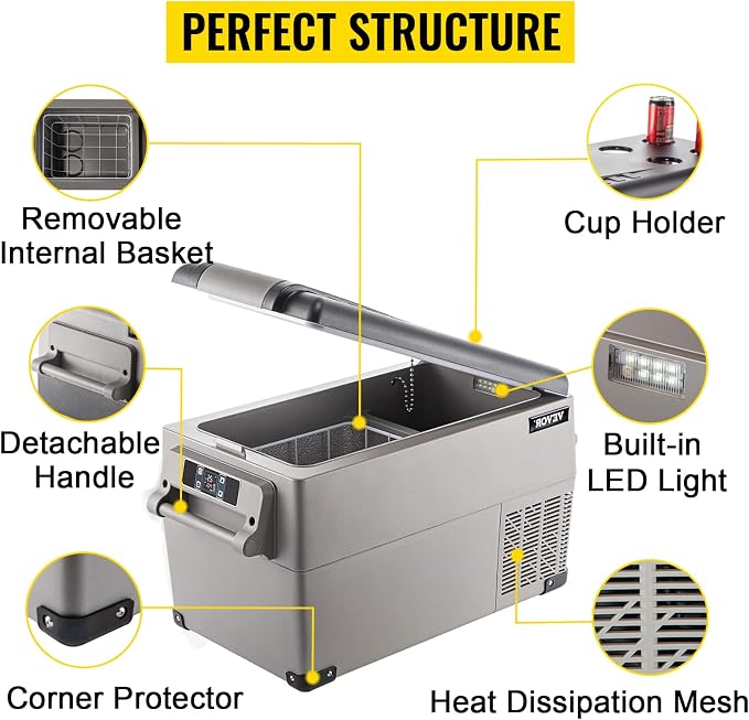 VEVOR CF35 Portable 37 Quart 12 Volt App Control, Car Refrigerator Dual Zone - Image 6