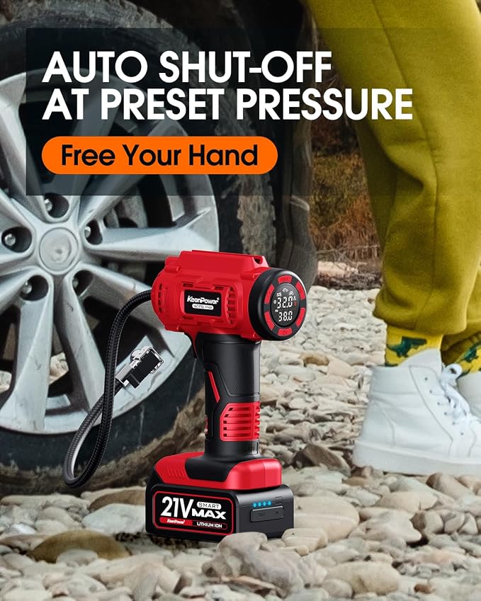 Cordless Tire Inflator Portable Air Compressor, 160PSI Car Tire Air Pump - Image 6