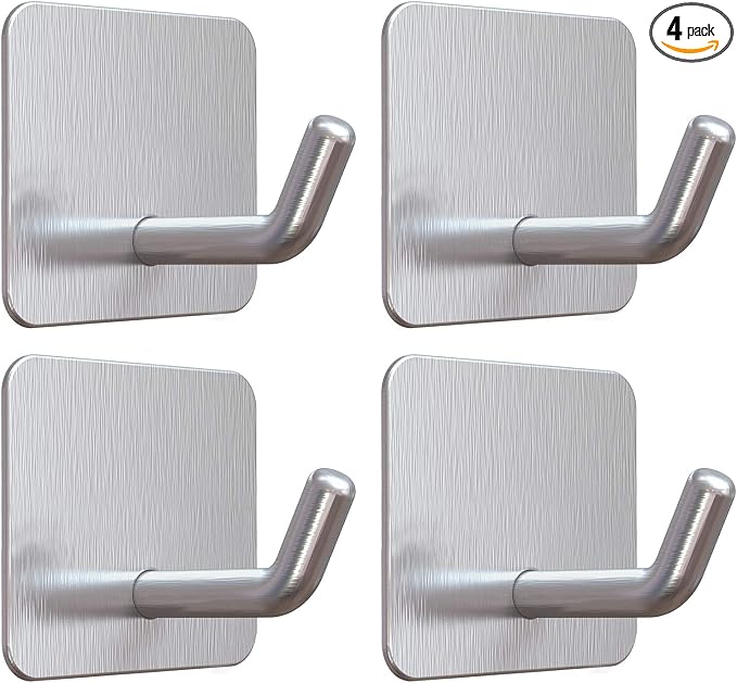 VIS'V Adhesive Hooks, Heavy Duty Shower Wall Stick on Hooks, Waterproof by VISV