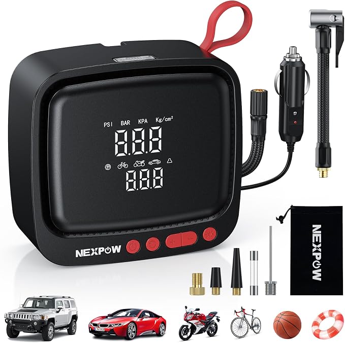 NEXPOW Tire Inflator Portable Air Compressor 150PSI 12V DC Air Pump by NEXPOW