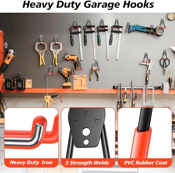 4 Pack 4.5x2.75 inch U Heavy Duty Garage Hooks, Solid Steel Wall Mount Hangers - Image 3