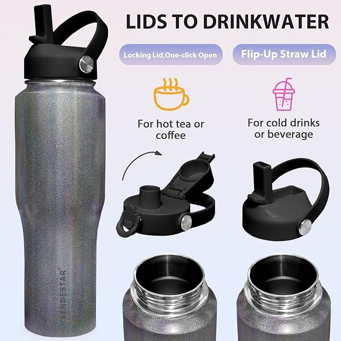 SENDESTAR 32oz Stainless Steel Water Bottle, Double Wall Vacuum Insulated Bottle - Image 4