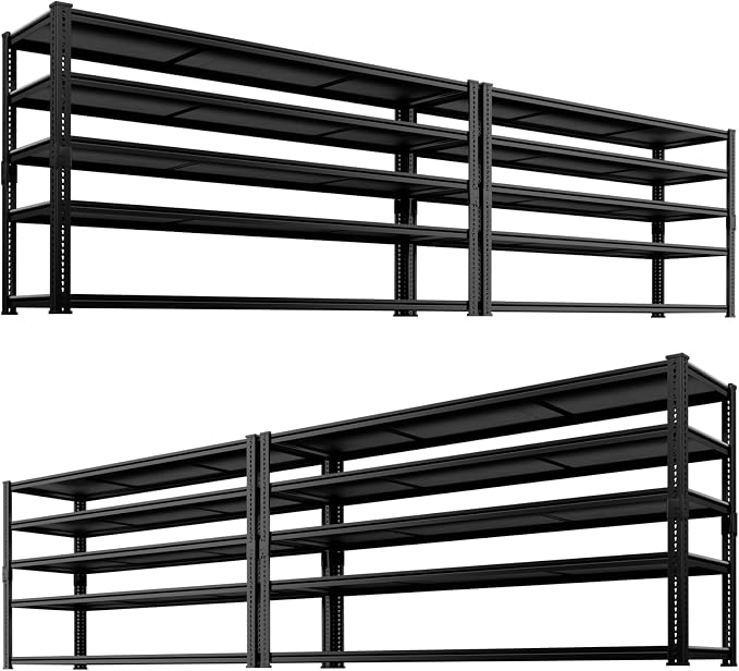 Storage Shelves Heavy Duty 4 PCS, 5-Tier Adjustable Metal Industrial Utility by ROOMTEC