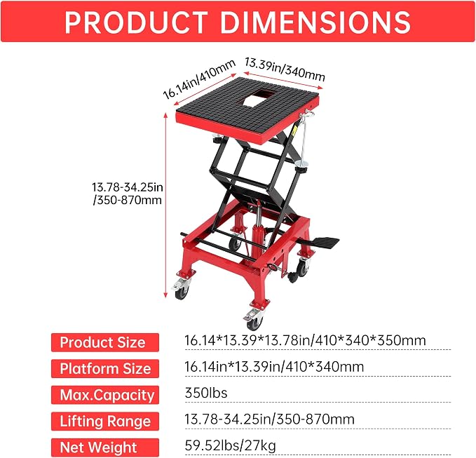 Hydraulic 350LBS Motorcycle Lift Jack - Image 9