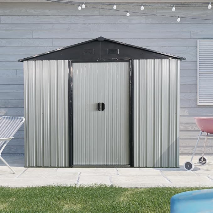 4x8 FT Outdoor Storage Shed, Metal Garden Shed - Image 2