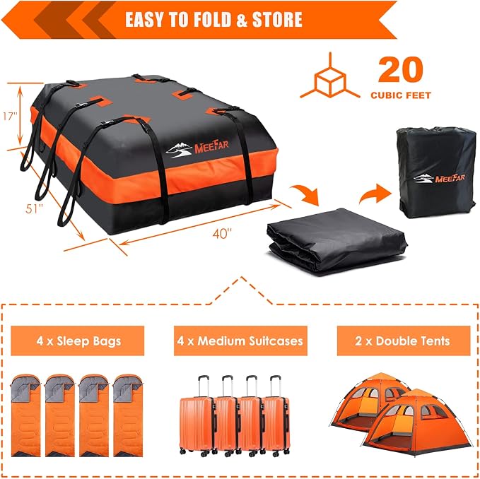 MeeFar Car Roof Bag XBEEK Rooftop top Cargo Carrier Bag 20 Cubic feet Waterproof - Image 6