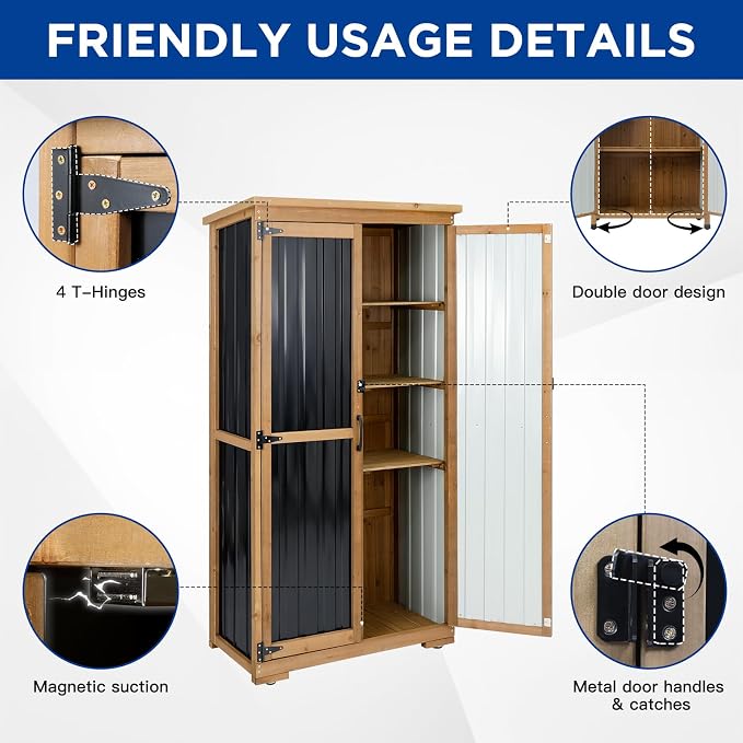 Outdoor Storage Cabinet Wood & Metal - Image 6