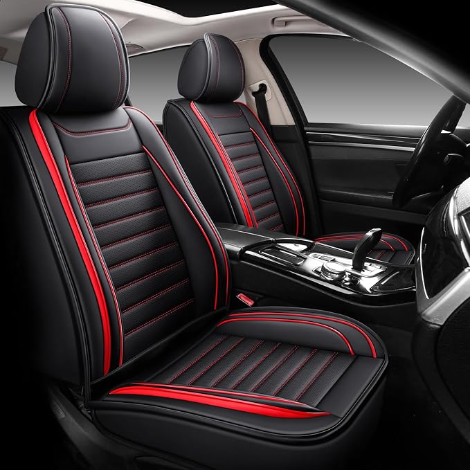 Leather Car Seat Covers Full Set, Universal Faux Leather Car Seat Covers 5 Seats - Image 2