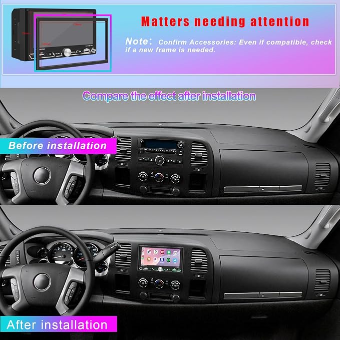 Wireless Apple CarPlay, Double Din Car Stereo, FM AM Car Radio, HD 1280*600 - Image 8
