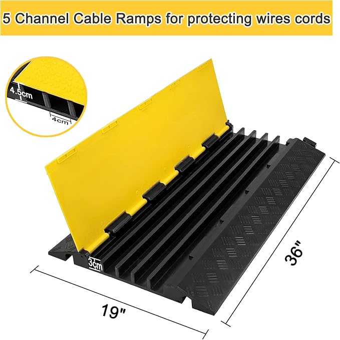 CXRCY Cable Ramp 1 Pack of 5 Channel PVC Rubber Cable Protector, 18000lbs - Image 6