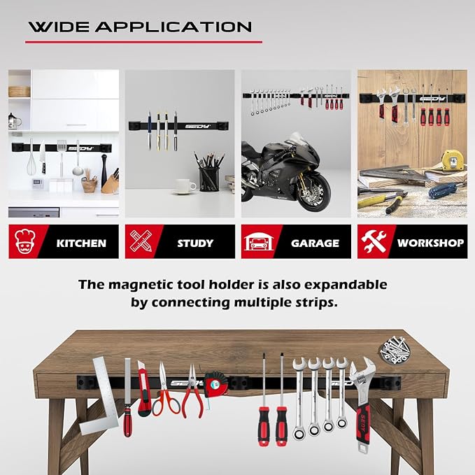 Magnetic Tool Holder Storage Organizer: 7-Piece Garage Wall Mount Rack - Image 6