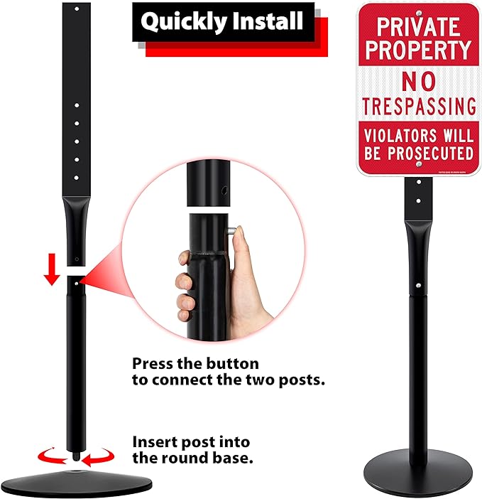Heavy Duty Parking Sign Base Cast Iron 48" Parking Sign Post, Heavy Duty Cast - Image 6