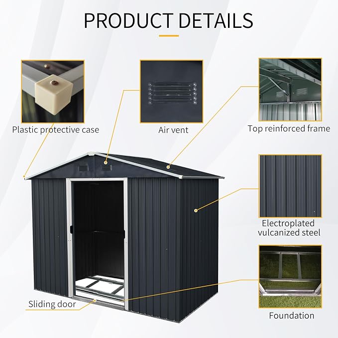 8x4 FT Outdoor Storage Shed, Metal Shed - Image 5