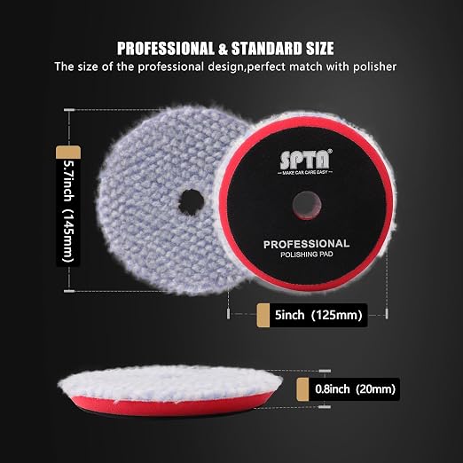 SPTA Wool Polishing Pad, Coarse Woolen Pad BlueWool Buffing Pads Set - Image 2