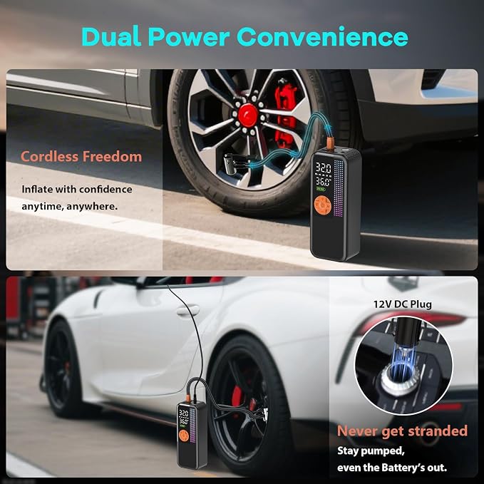 Portable Tire Inflator Air Compressor, 150 PSI Cordless Air Pump, 6000mAh - Image 6